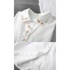 White Cotton Shirts Women Turn Down Collar Embroidered Long Sleeve Blouse Spring Autumn Loose Casual Tops Button Lapel Office Sweet Simple Clothing