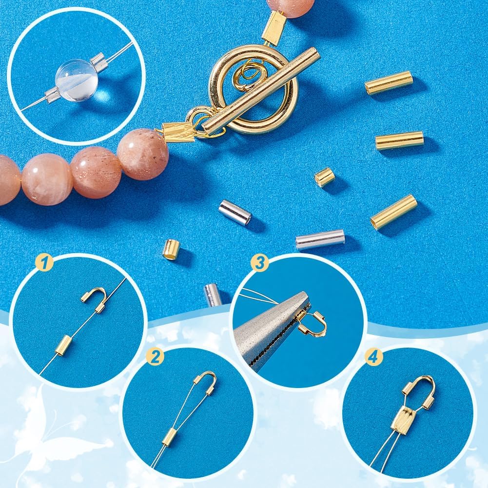 

PH PandaHall 60 шт. Бусины-трубочки из стерлингового серебра 925 пробы, длиной 1,7/2/4/6 мм, обжимные бусины, концевики, разделительные бусины, металлические стопорные бусины, для бисероплетения