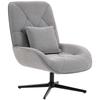 Accent Chair, Chenille Upholstered Swivel Armchair with Lumbar Pillow, High Back, Deep Seat and Metal Legs, Light Grey