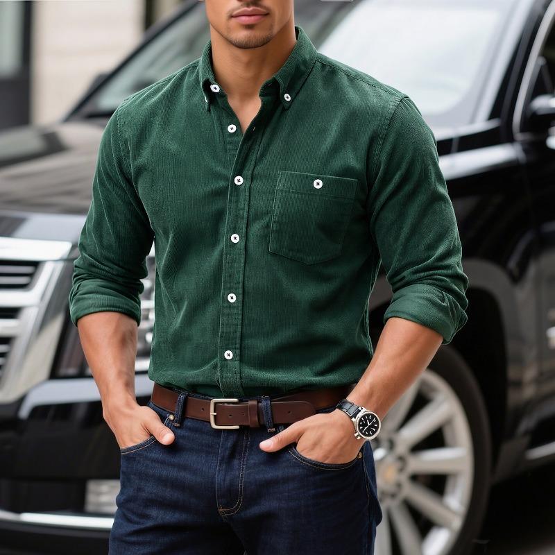

Spring and Autumn Men s Large Size Long-sleeved Corduroy Shirts Fashionable Casual Shirts in Stock M