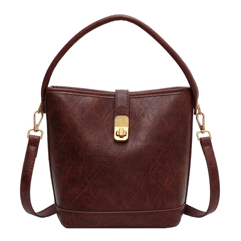 Trend bag oblique span bag women's fashion hand carrying bucket bag high-end light luxury women's bag large-capacity shoulder bag