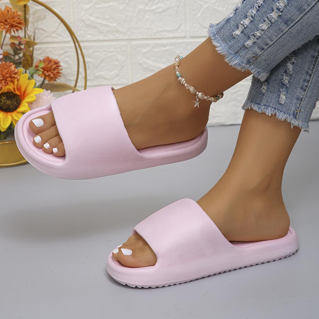 Mute Eva Home Bathroom Slippers Women Flat Heels Lightweight Non Slip Indoor Slides Woman Summer Soft Bottom Beach Flip Flops