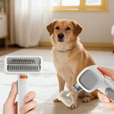 Yousheng Pet Self-Detangling Grooming Comb 2-in-1 Deshedding Tool Gentle Undercoat Rake Pet Brush Removes Loose Fur Prevents Mats Tangles for Long or