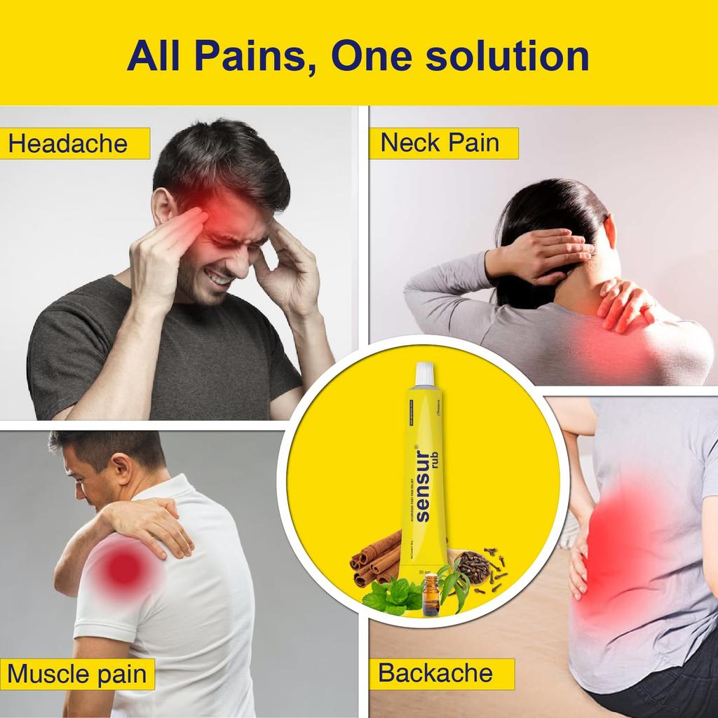 Sensur Natural Ayurvedic Pain Relief Rub 30g Pack of 6 Fast Muscle & Body Pain Relief Solution