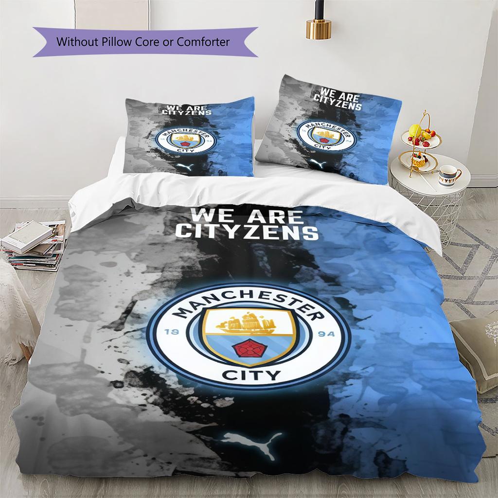 Cool MCFC Prints Bedding Quilt Set Quilt Cover Pillowcase Home Decoration Birthday Gift (1 * Duvet Cover + 2 * Pillowcase, Without Core)