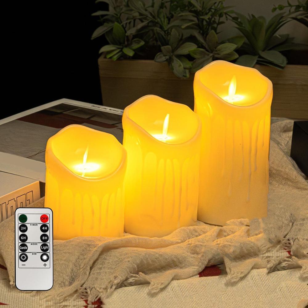 

3/5 шт. со светодиодной электронной свечой с дистанционным управлением, светодиодная лампа для создания атмосферы, рождественский домашний декор 3PCS