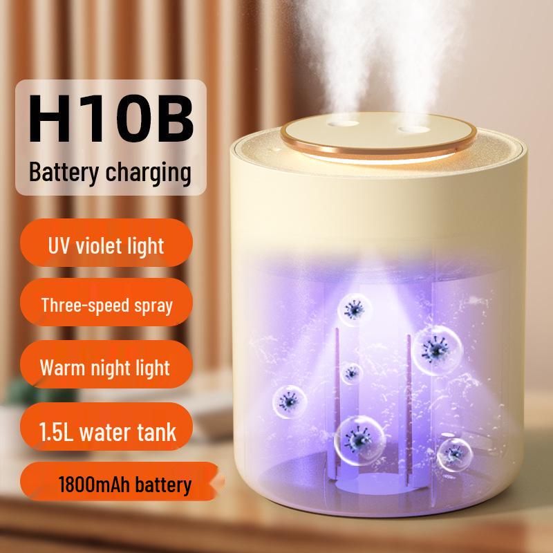 Compact USB Dual-Spray Humidifier for Home, Office, or Dorm - Mist & Aromatherapy Diffuser.
