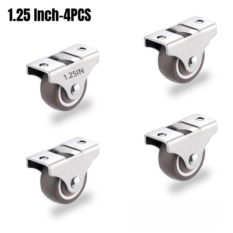 4/8Pcs Mini Rigid Caster Wheels,Small Low Profile Rubber Rolling Wheel Castors Sliding Door Pulley for Furniture,Storage Drawers