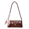 Light Luxury Temperament Small Square Bag Women French Style Texture Scarf Decor Underarm Bags Trend Retro PU One Shoulder Bag