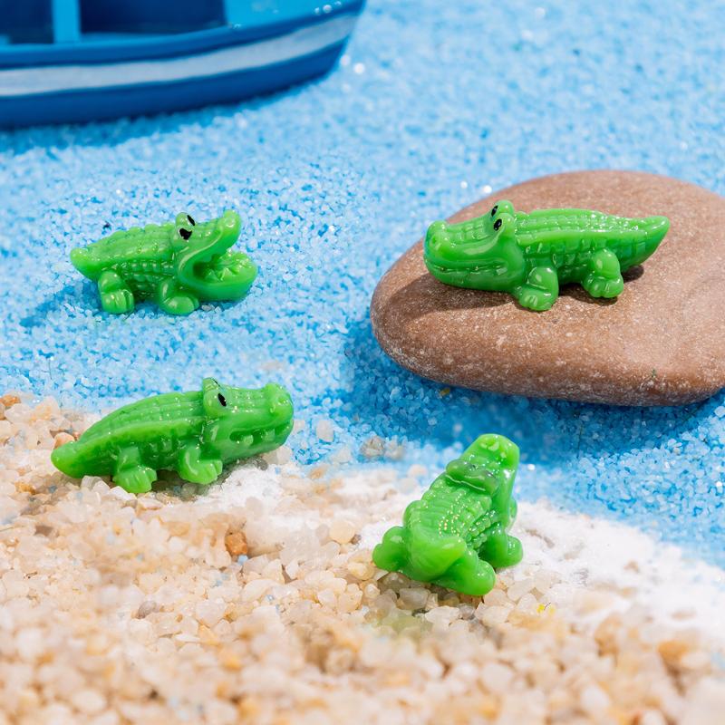 10/50Pcs Mini Crocodile Resin Figurine Cute Animal Micro Landscape Ornament Diy Craft Accessory For Desktop Bonsai Decoration