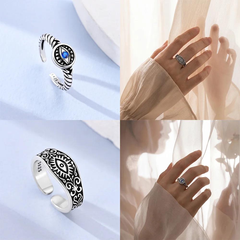 CopperHorse Head Flower Cross Open Rings Blue Zircon Open Rings for Women Dating Travel Wedding Anniversary Jewelry Gift