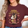 2026 Year of The Horse TShirt Chinese New Year Gift Lunar New Year Tee Lucky Horse Graphic Holiday Celebration Cute Animal Tops