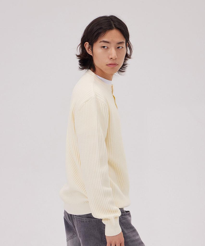 MAKEITTO Daily Viscose Henley Neck Knit_Cream