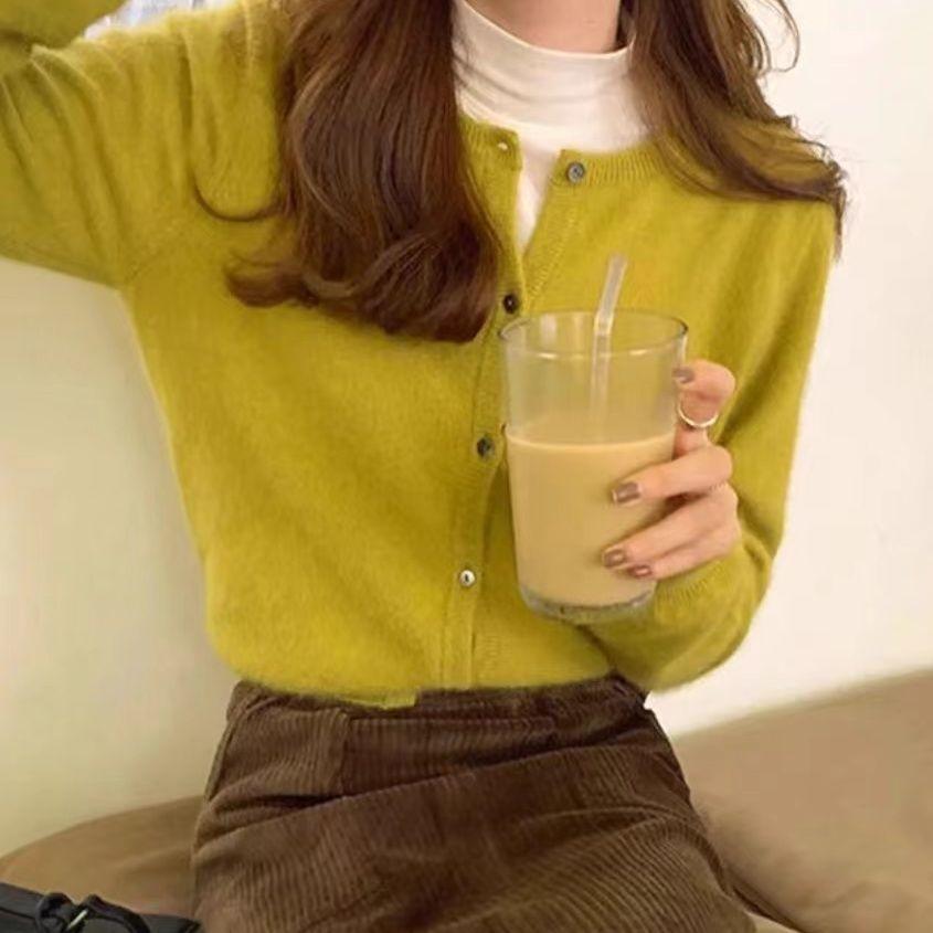 Loose Sweater Coat for Women Solid Color Korean-style Stylish Knitted Cardigan Long-sleeved Fur Coat for Women In Autumn and Winter Cardigan Top