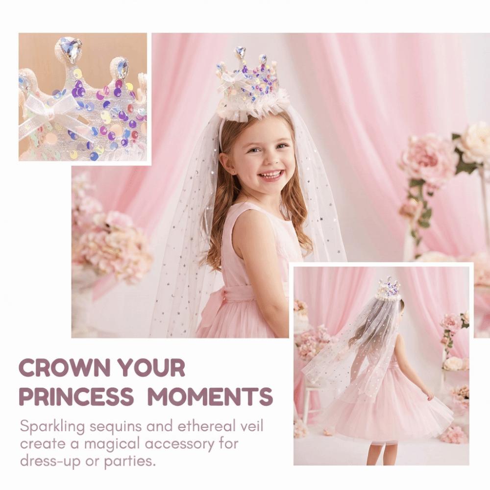 Sweet Sparkly Tulle Headbands Pink White Hair Accessories Princess Crown Veil  Party Decoration