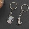 Adorable Dinosaur Couple Keychain - Cartoon Metal Pendant Backpack Accessory Gift