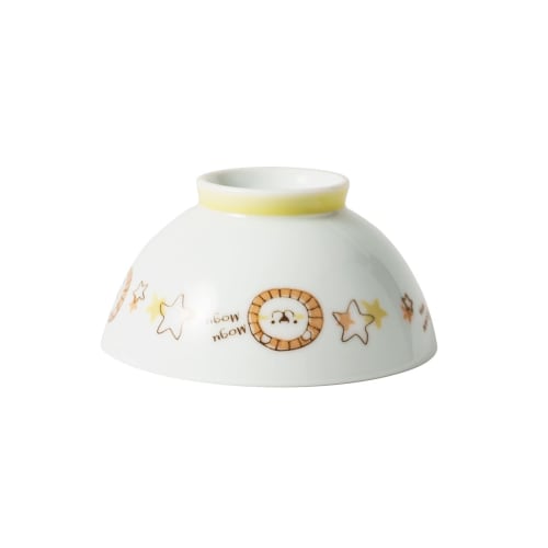 Asahi Koyo Children's Rice Bowl, Lion Design, Yellow, Microwave and Dishwasher Safe, Made In Japan, Kids' Mogu Mogu Series, KD-308, 1 Bowl