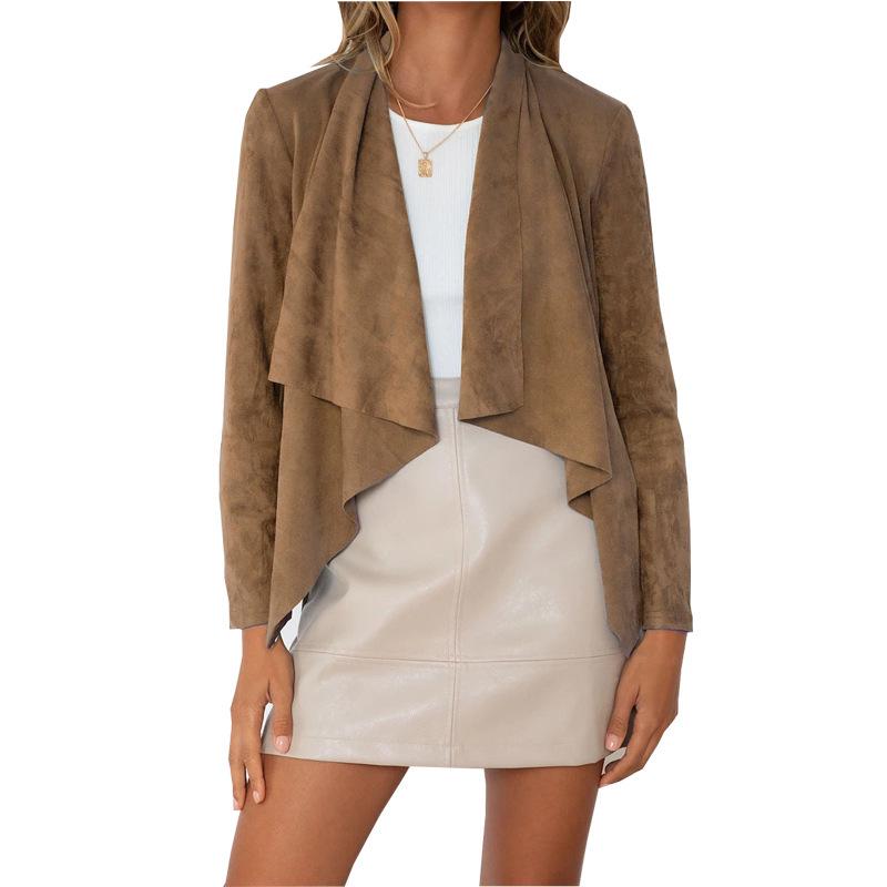 2025 Autumn/Winter Women's Faux Suede Casual Lapel Jacket: European & American Style