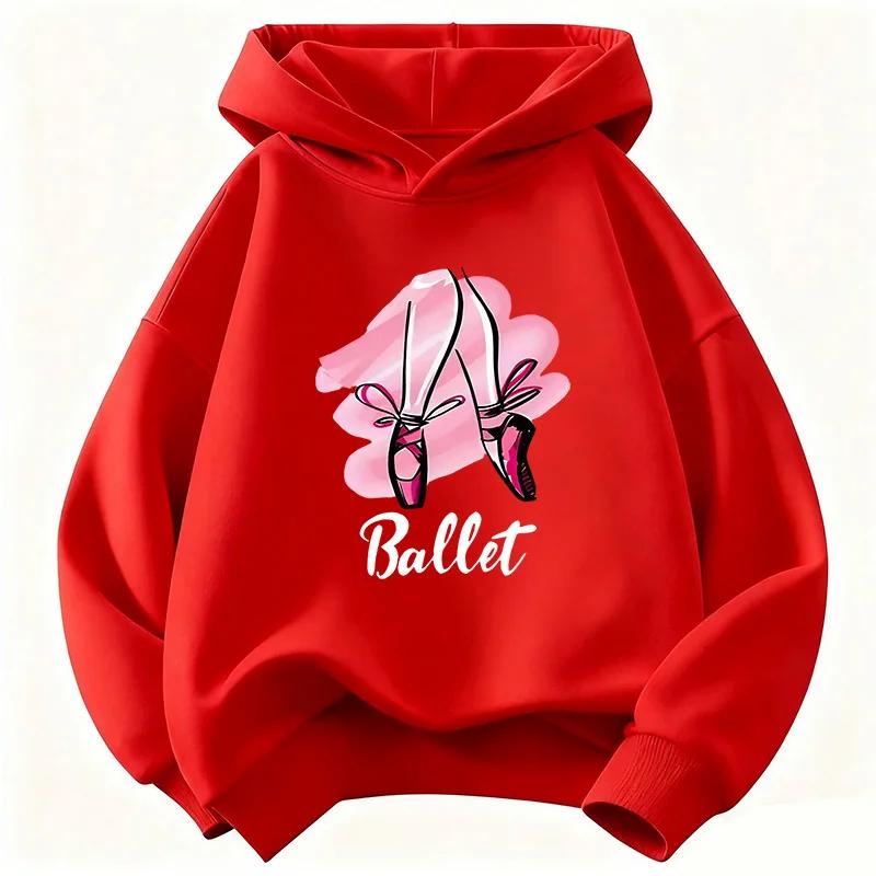 Fashion Ballet Dance Shoes Girls Hoodies Children's Sweatshirt Hoody Girls Autumn Spring Casual Hoodies