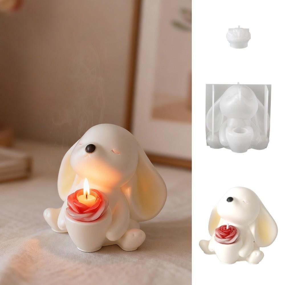 Non-Stick Easter Bunny Silicone Mold Heat Resistant 3D Rabbit Mold  Candle Making