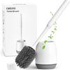 Silicone Toilet Brush, EWEIMA Silicone Toilet Brush with Quick-Drying, Silicone Toilet Brush and Holder for Floor or Wall Mounting, Grey