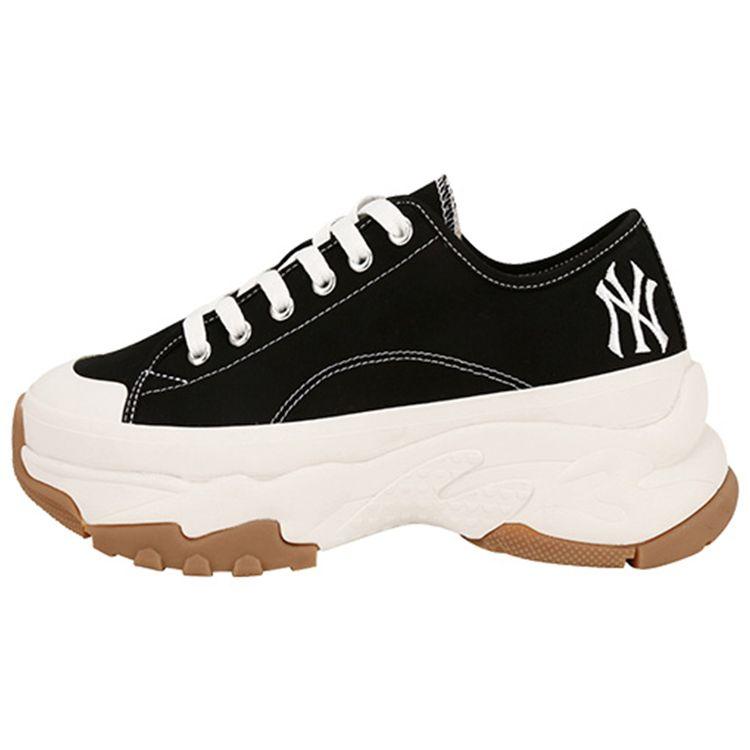 MLB Chunky High Low New York Yankees Lace-Up Non-Slip Wear-Resistant Low-Top Canvas Shoes Unisex sneakers Black 32SHU2111-50L