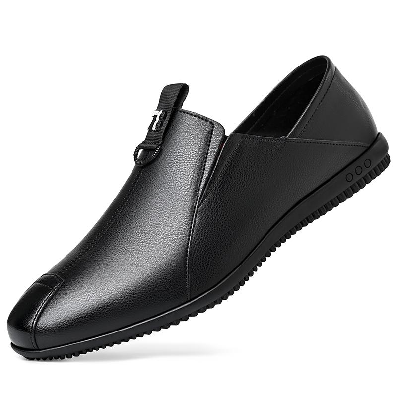

Классический бренд Мужские кожаные повседневные туфли Мягкая подошва Удобные лоферы на плоской подошве Простые белые Мужские деловые рабочие туфли 44 чёрный