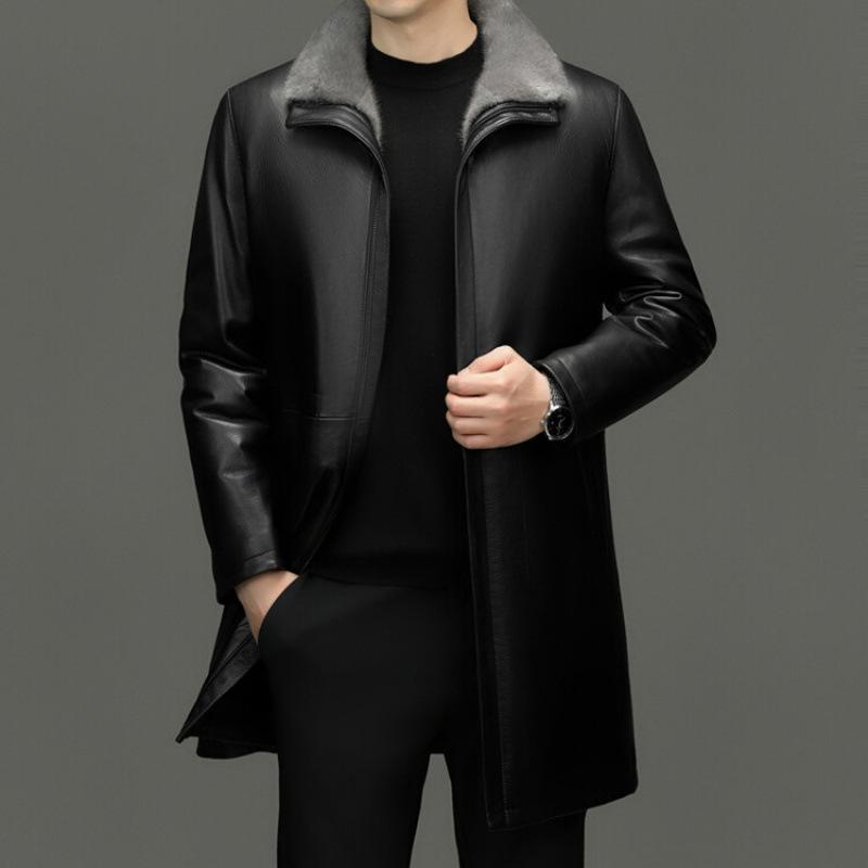 

Осень новая кожаная кожаная куртка мужская лацкан замшевая куртка локомотив мужское длинное кожаное пальто пальто 6XL
