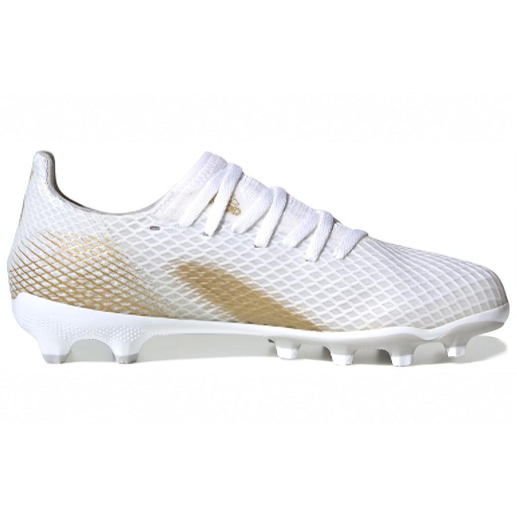Adidas X Ghosted .3 Mg J Professional Mesh Round Toe Lace-Up Non-Slip Durable Low-Top Kids Soccer Shoes Kids Soccer Shoes White Platinum EG8155