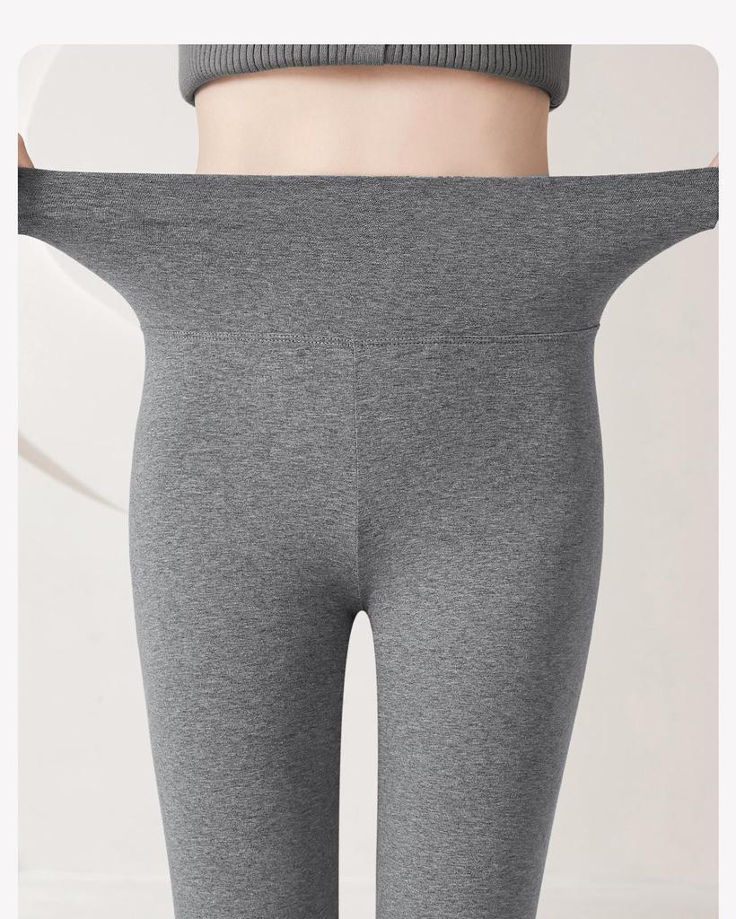 Plus Size Women's High Waist Thermal Cotton-Wool Pants - Antibacterial, Autumn/Winter Base Layer