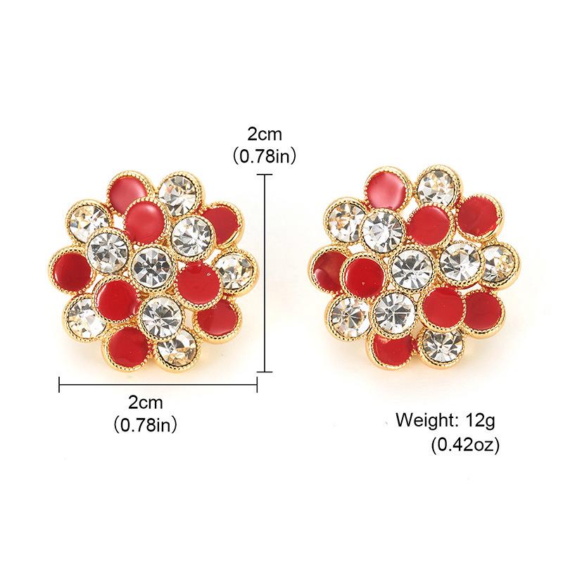 Elegant Retro Camellia Diamond Earrings with Rotating Flower Design
