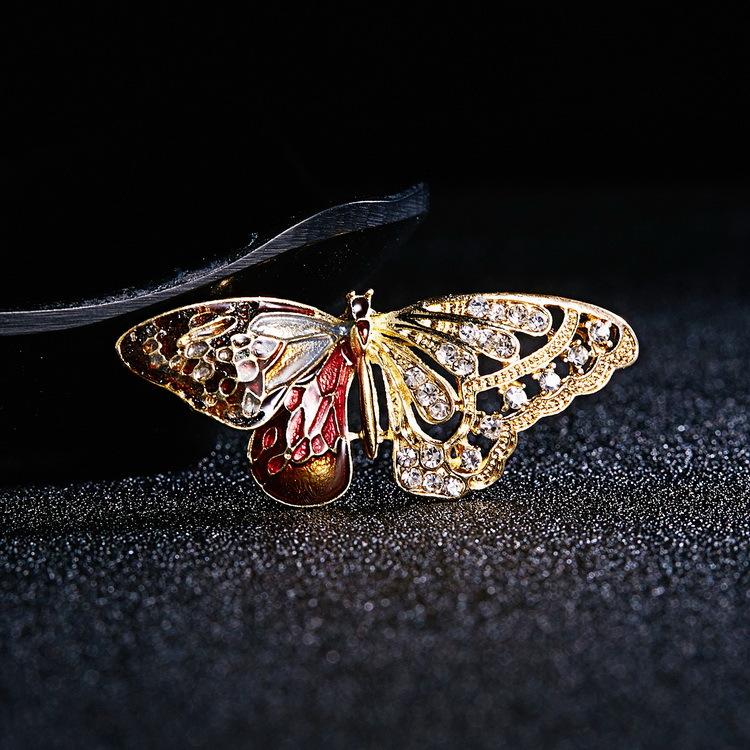 Vintage Butterfly Wings Brooch Elegant Animal Rhinestone Insect Pin Badge Wedding Party Jewelry