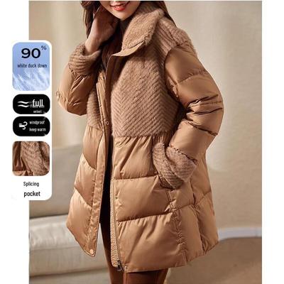 JIANHU Women's Mid-Length White Duck Down Winter Coat
