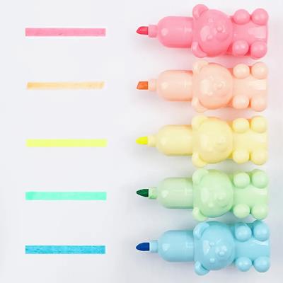 5 Colors Bear Design Marker Pen - Fluorescent Graffiti Painting Highlighter for Creative Doodling and Student Projects