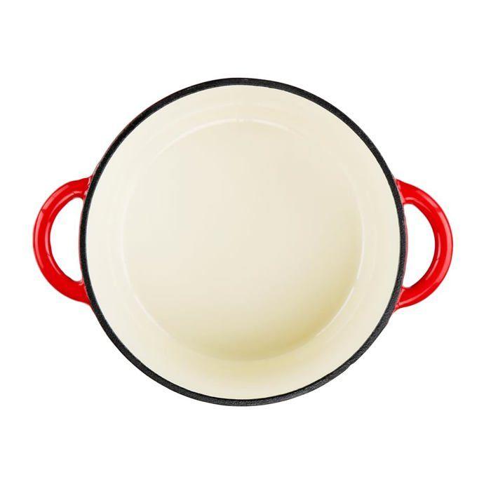Cocotte Alpina Cocotte en Fonte avec Couvercle - Poêle 24 cm - Toutes Sources de Chaleur - Rouge