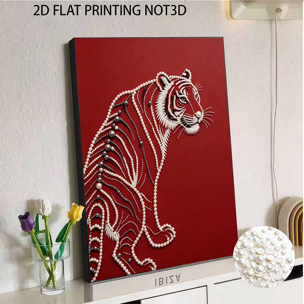 5D DIY Pearl Diamond Painting Kit Majestic Tiger Full Drill Embroidery Mosaic Art Home Wall Decor Gift