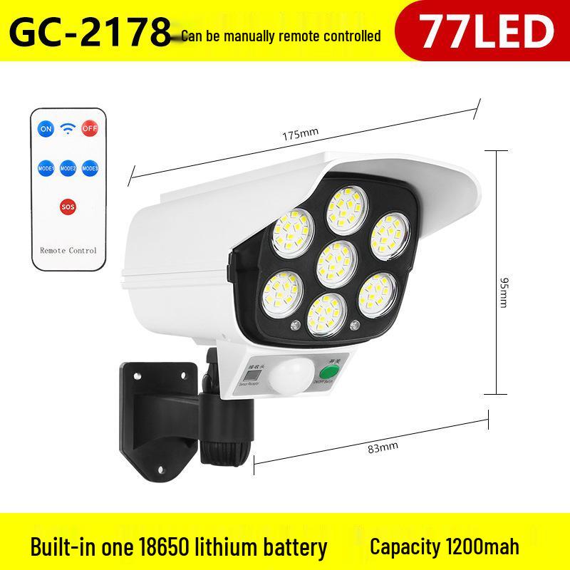 Solar-Powered Motion Sensor Anti-Theft Outdoor Remote Light with Fake Camera