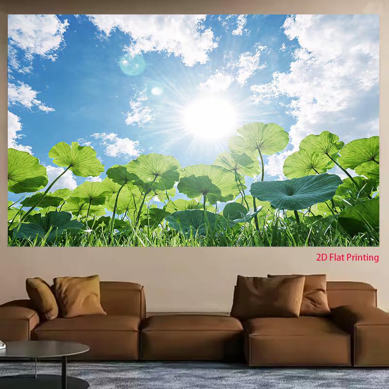 2D Fresh Green Lotus Pond Outdoor Natural Scenery Photography Backdrop Decor