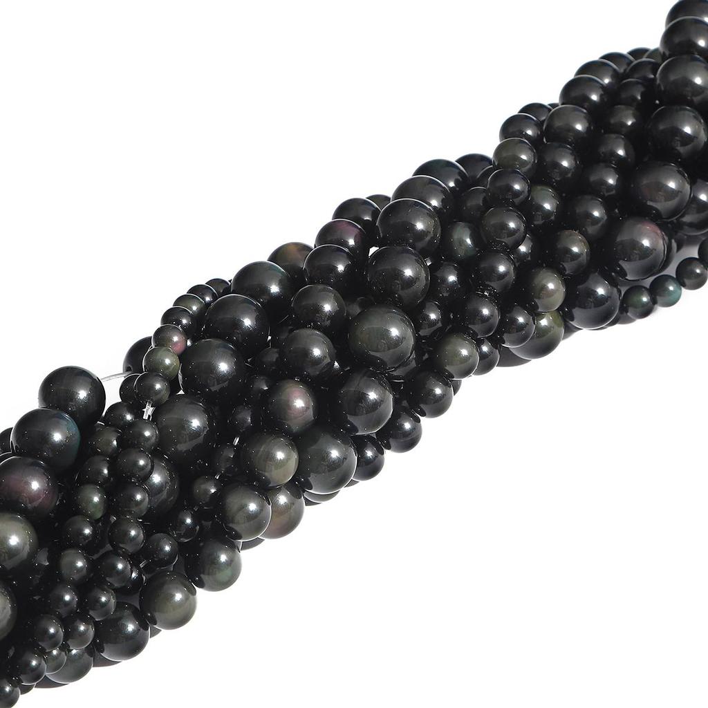 Natural Stone Flash Rainbow Obsidian Round Beads For Jewelry Making DIY Bracelet Necklace