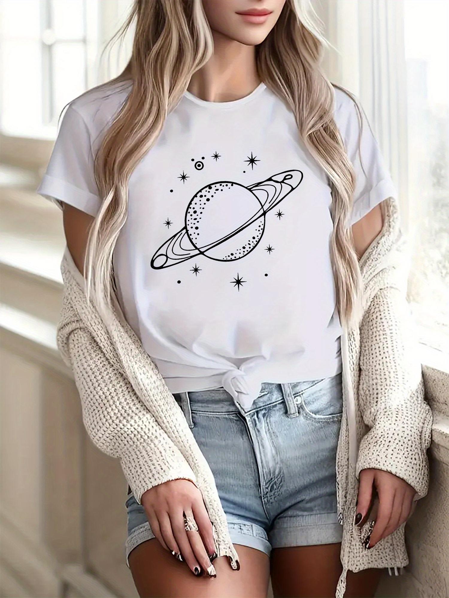 

Womens Casual ShortSleeve TShirt Printed Round Neck Design Summer Short Sleeved Harajuku Streetwear Tops Aesthetic Clothes S