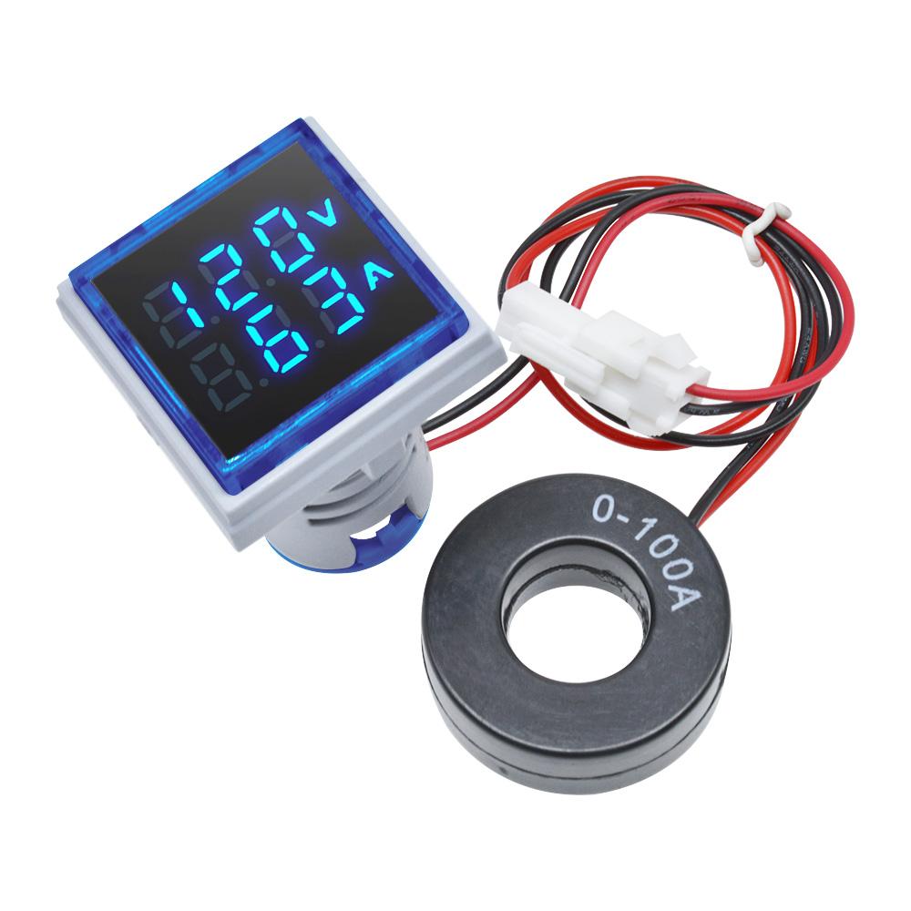 Mini Dual Display Voltmeter & Ammeter LED Digital Voltage Gauge AC 50-380V 0-100A Current Meter Durable Voltage Panel Tester