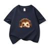 Kids Cotton T Shirt Cute Peeking Hedgehog Print Crew Neck Short Sleeve Tee Casual Breathable Boys Girls Summer Tops