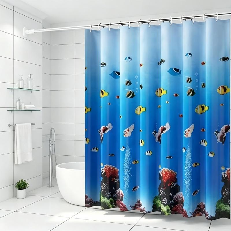 Vibrant Tropical Fish Underwater Shower Curtain Waterproof Bathroom Decor for Modern Home Bathrooms