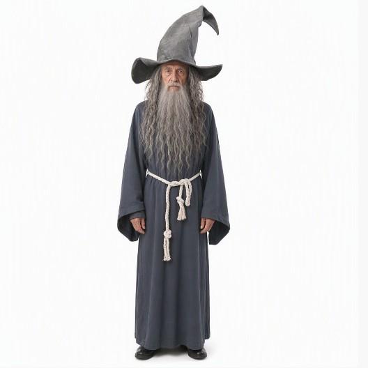 Halloween Gray Wizard Wig Beard Clothes Set Hobbit Gandalf Clothes Hat