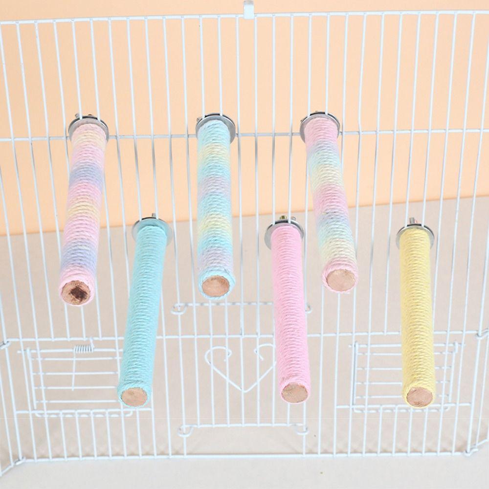 Comfortable Grip Parrot Standing Perch Cotton Rope Colorful Bird Teeth Chew Pole Non-slip Wear-resistant Bird Grinding Stand