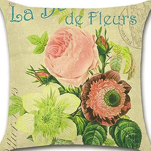 Retro Plant Floral Print Linen Pillow Case Home Living Room Sofa Car Cushion Pillow