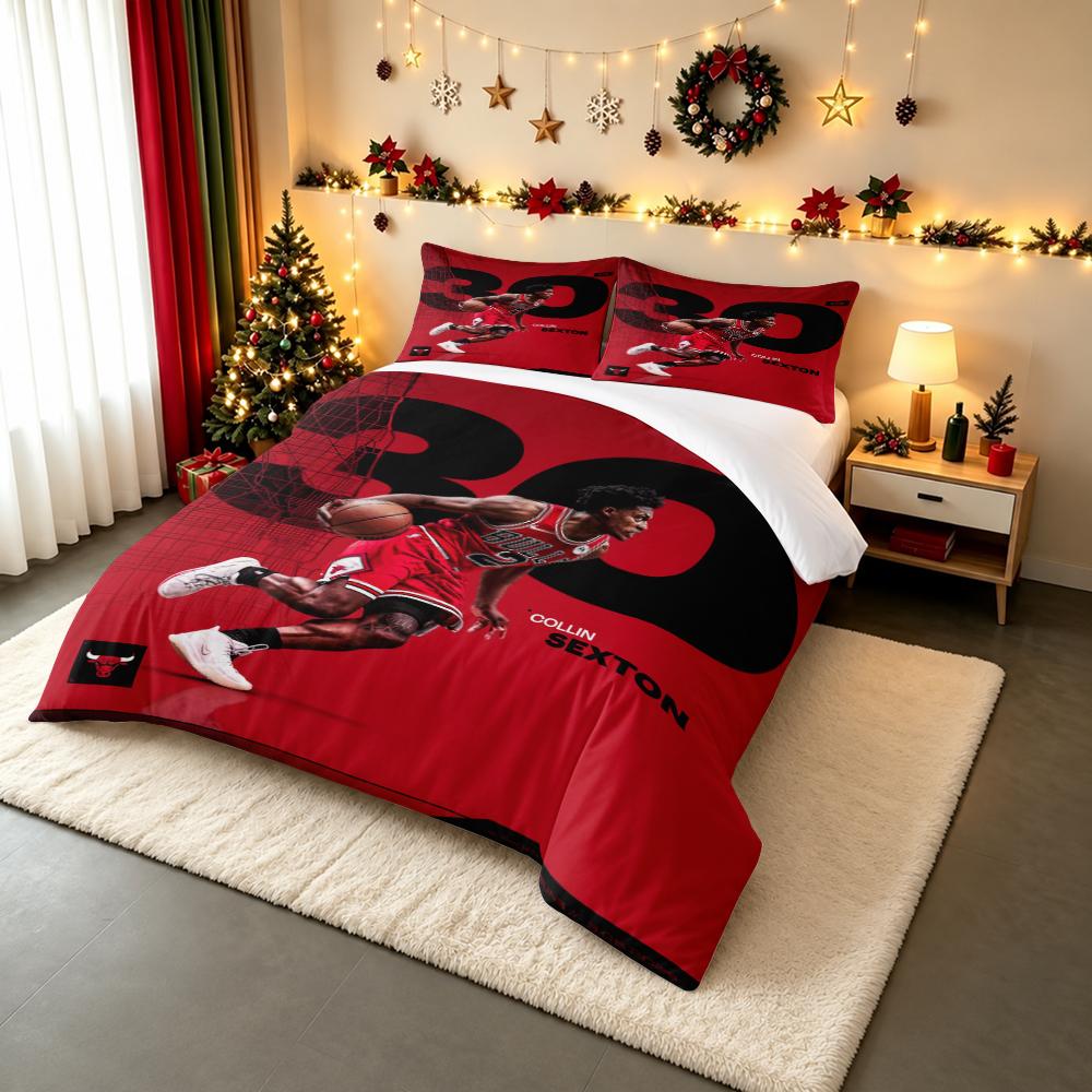 "Red Basketball Player Illustration Design Bedding setBedding set (1 duvet cover, 2 pillowcases, duvet not included)