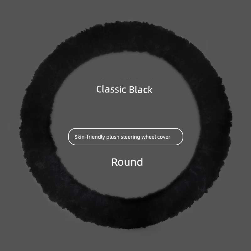 

Car Steering Wheel Cover Winter Plush Ideal L7 Arrizo 8 Deep Blue S07 Boyue L Nio Es6 Xingyue Steering Wheel Cover Classic Black-Round
