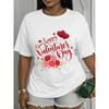European Size Happy Valentine'S Day Printed Short-sleeved T-shirt | Perfect for Everyday Wear, Medium Stretch, Machine Washable