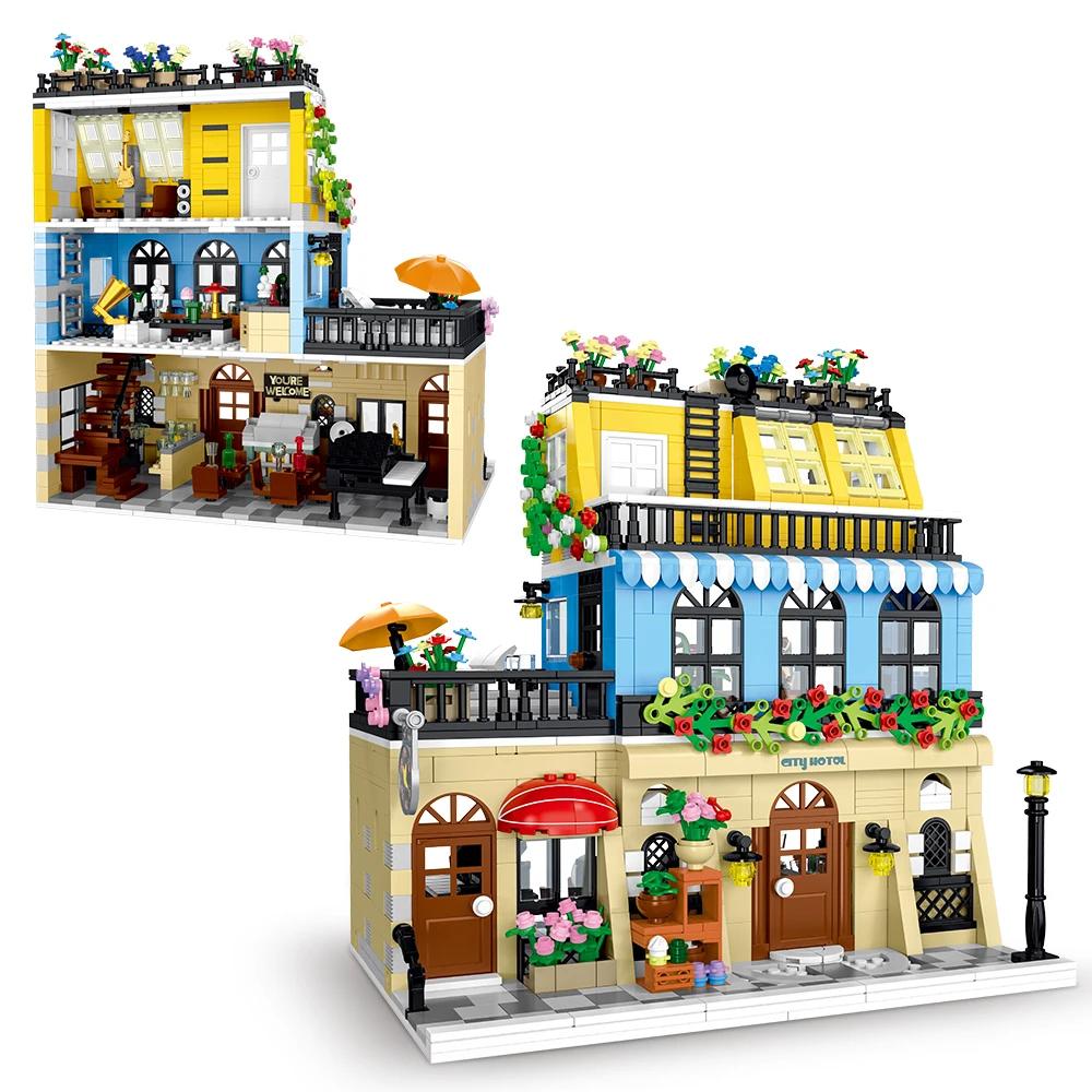 

Набор строительных блоков «Городской отель» со светодиодной конструкцией, игрушка для строительства дома, подарок для взрослых подростков 14 лет, мини-кирпичи 1464 шт.